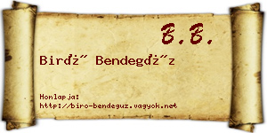 Biró Bendegúz névjegykártya